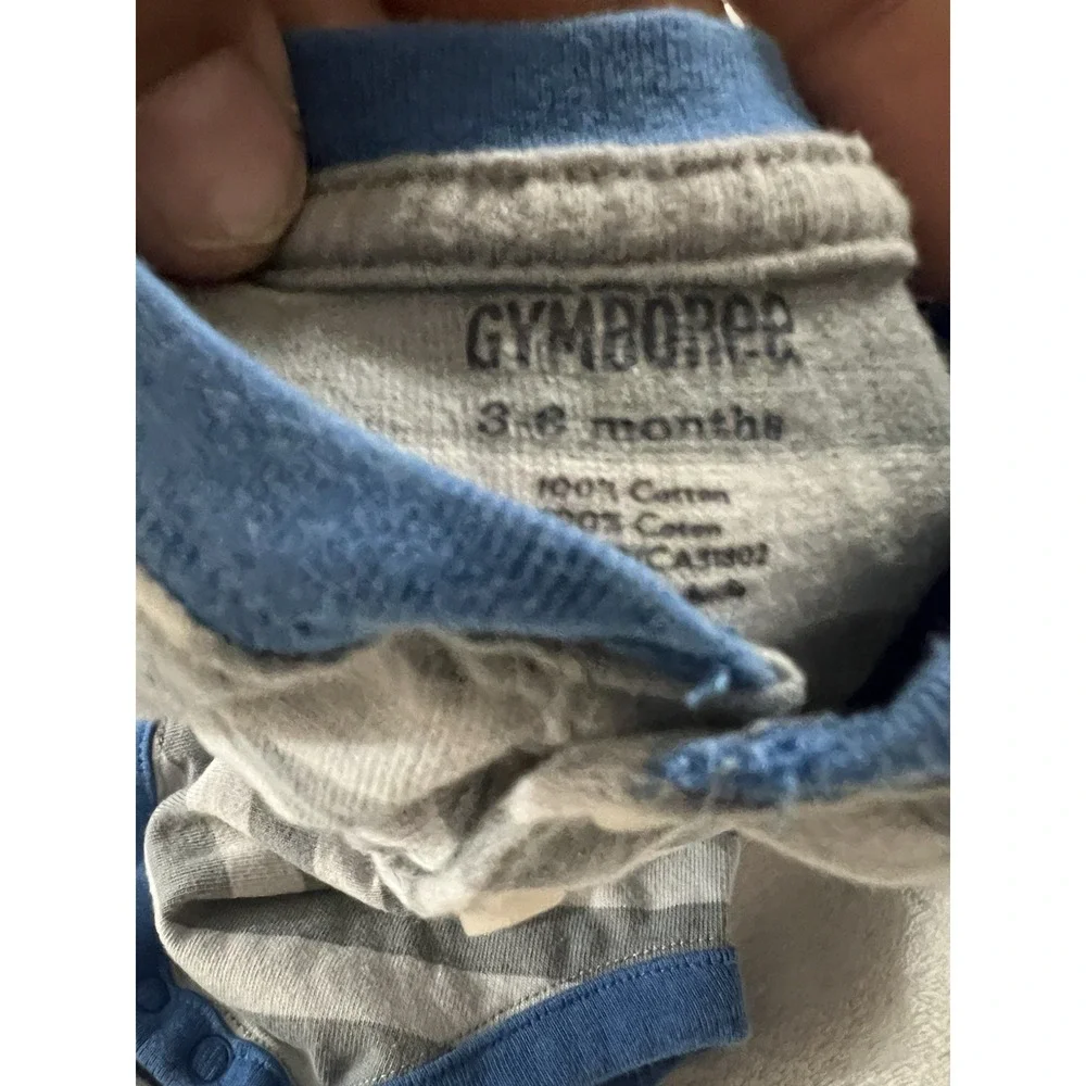 Gymboree Baby Boy 3-6 M Outfit Bodysuit‎ Stripe Gray Blue Infant